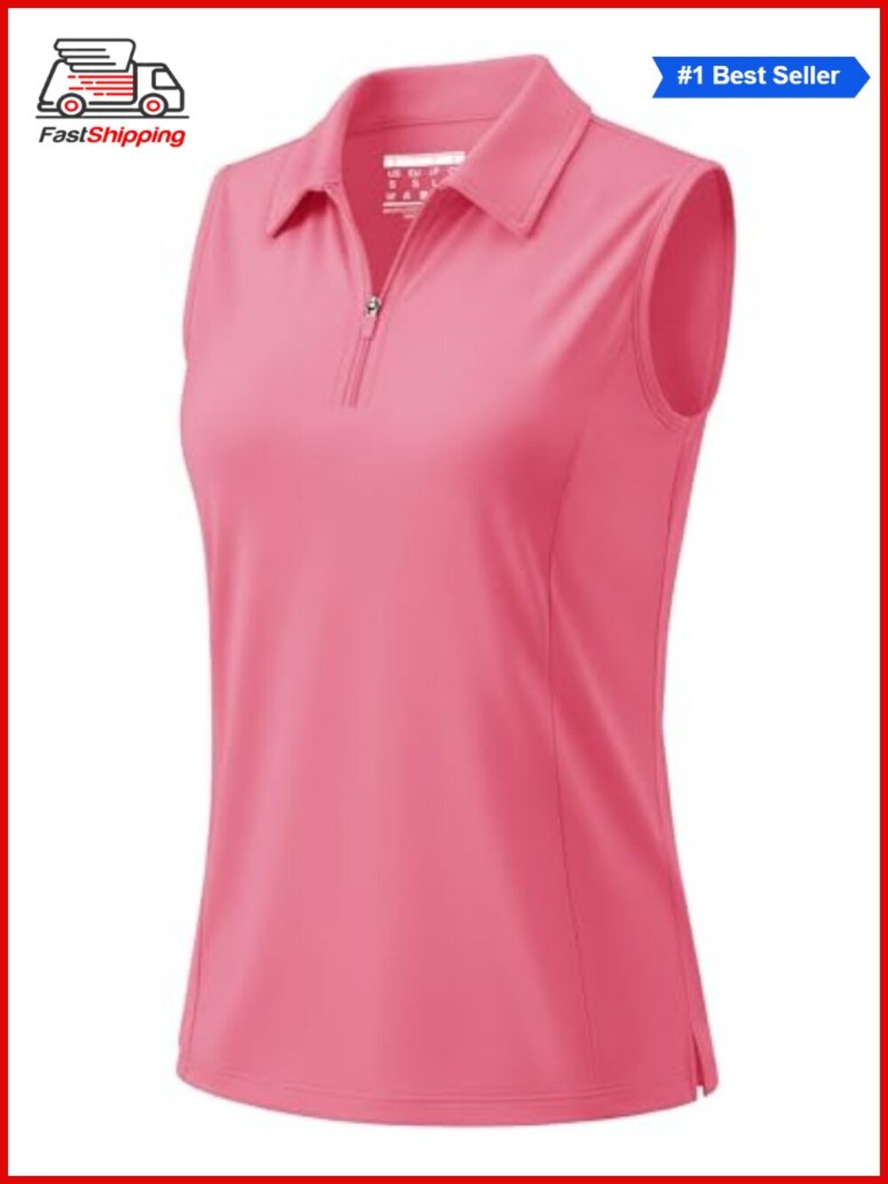 ✨ Golf Polo Shirt Sleeveless Quarter Zip Tennis Tank Top UPF 50+ Quick Dry